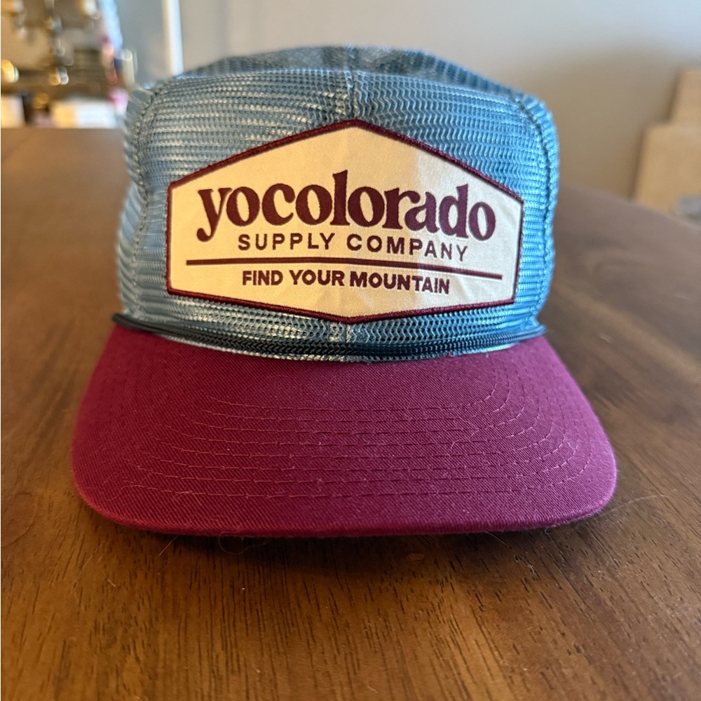 YoColorado Vintage Blue and Burgundy Trucker Hat